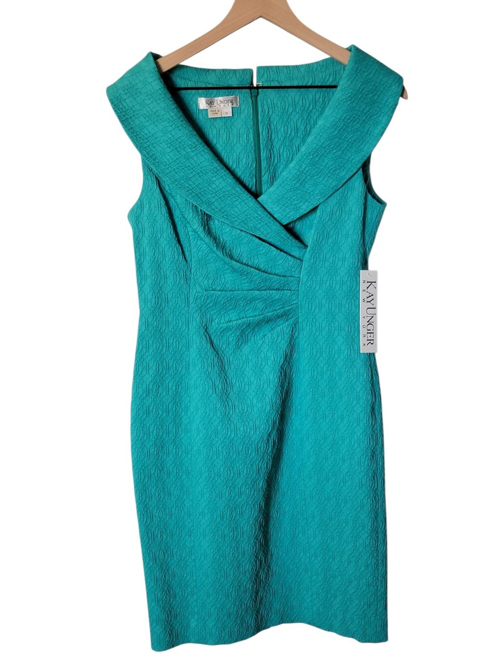 NWT KAY UNGER Teal Blue Green Cocktail Dress 8
